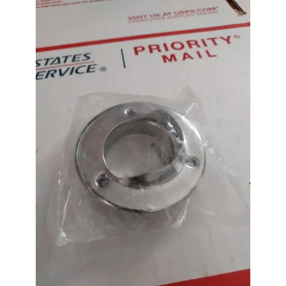 2.68 inch White Metal Closet Pole Socket, 1 Set With Hardware #cps125 (T3#67)